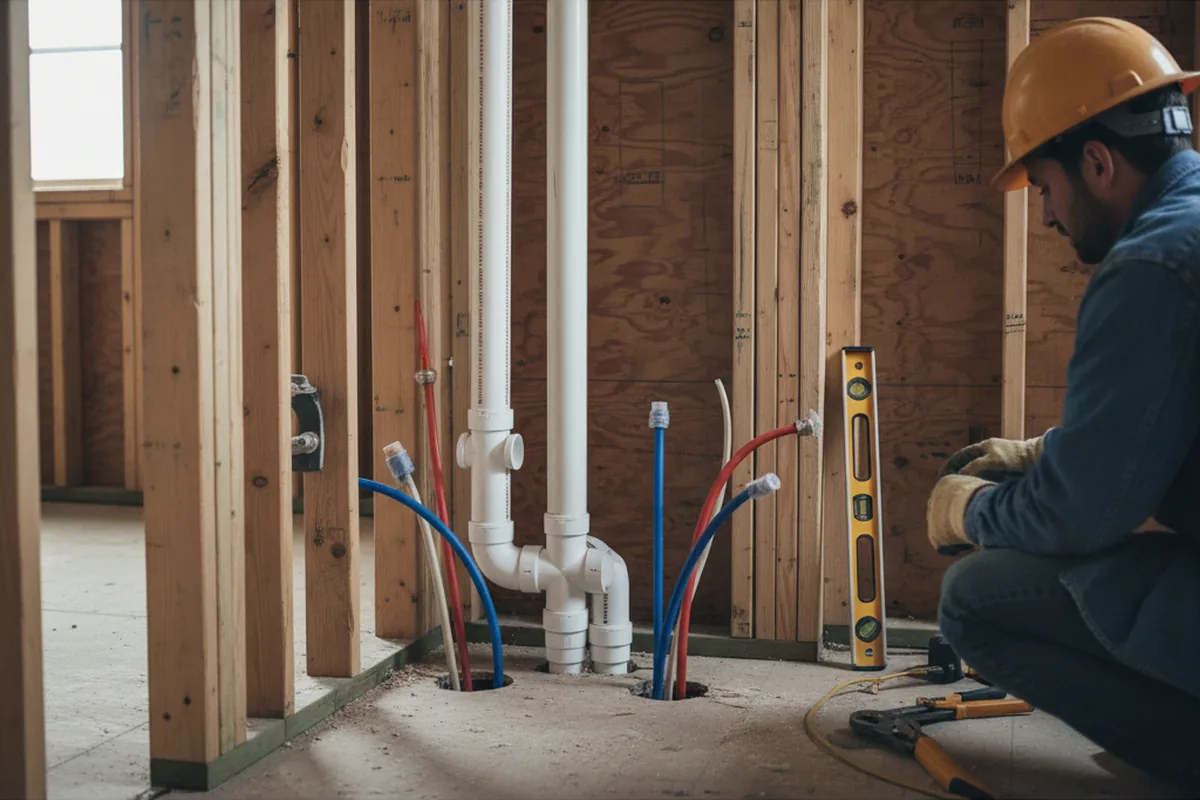 Drain and supply rough-in during Garbage Disposal Repair in Farrell