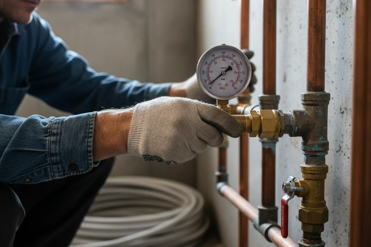 Pressure testing a repaired line during Water Line Repair in Farrell
